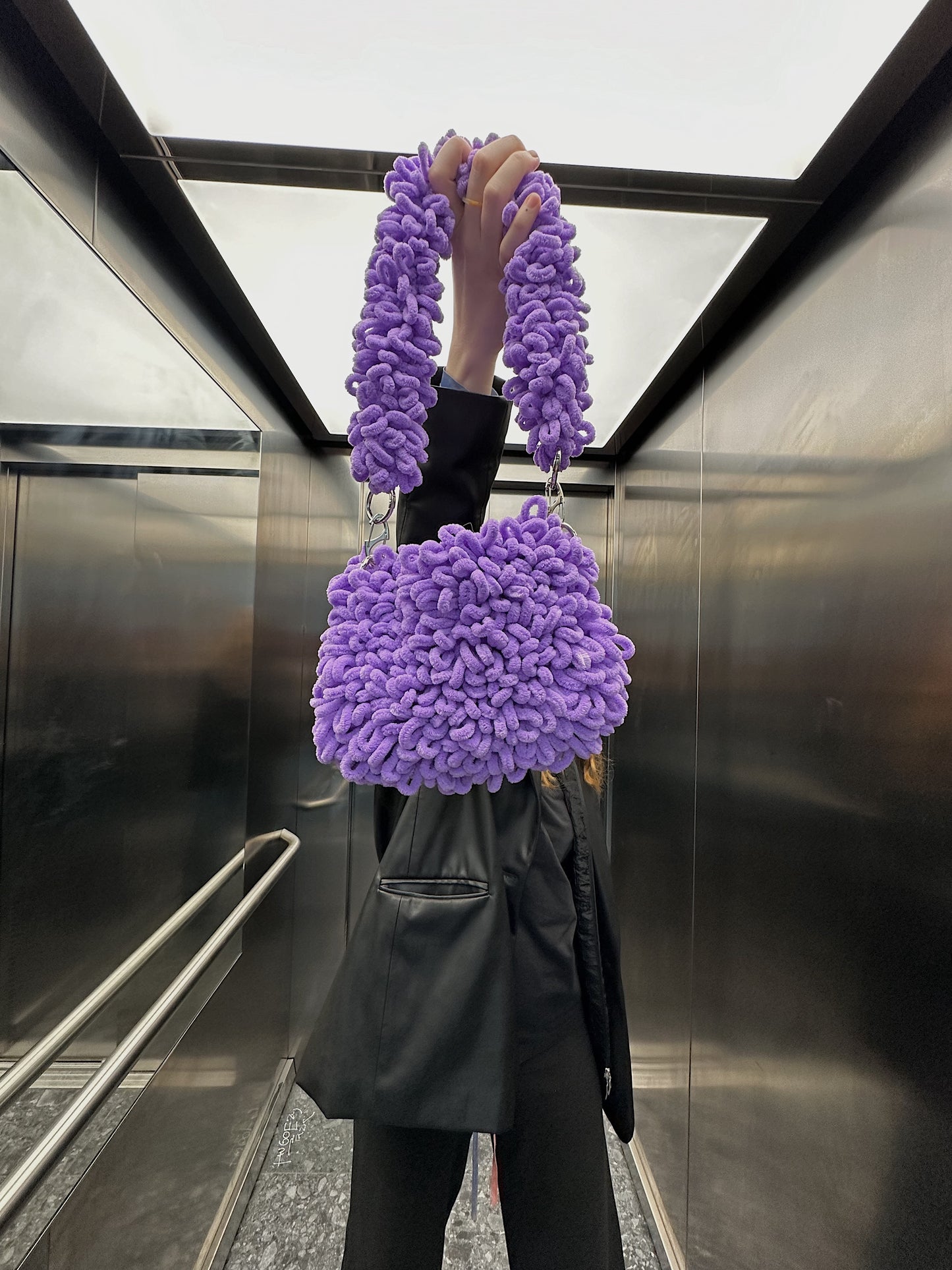 Curlz Bag Digital Violet - Small - Handmade Crochet Bag with Snap Link